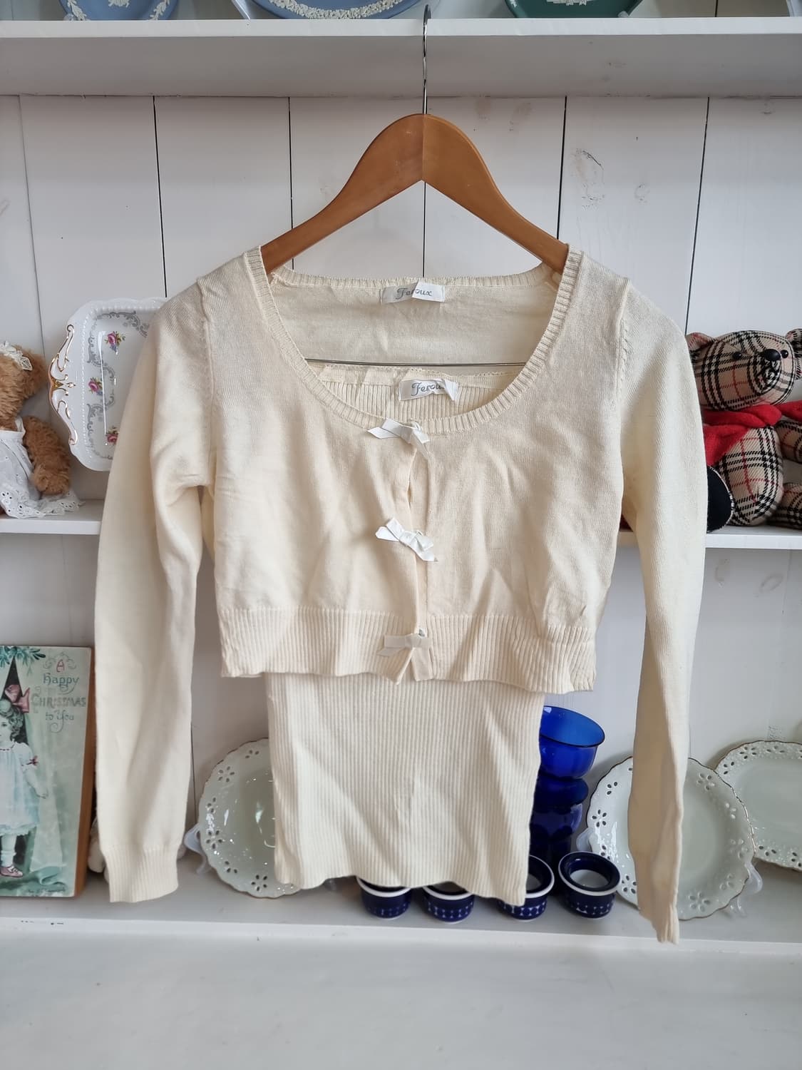 크롭 가디건+나시 세트 상품이미지2