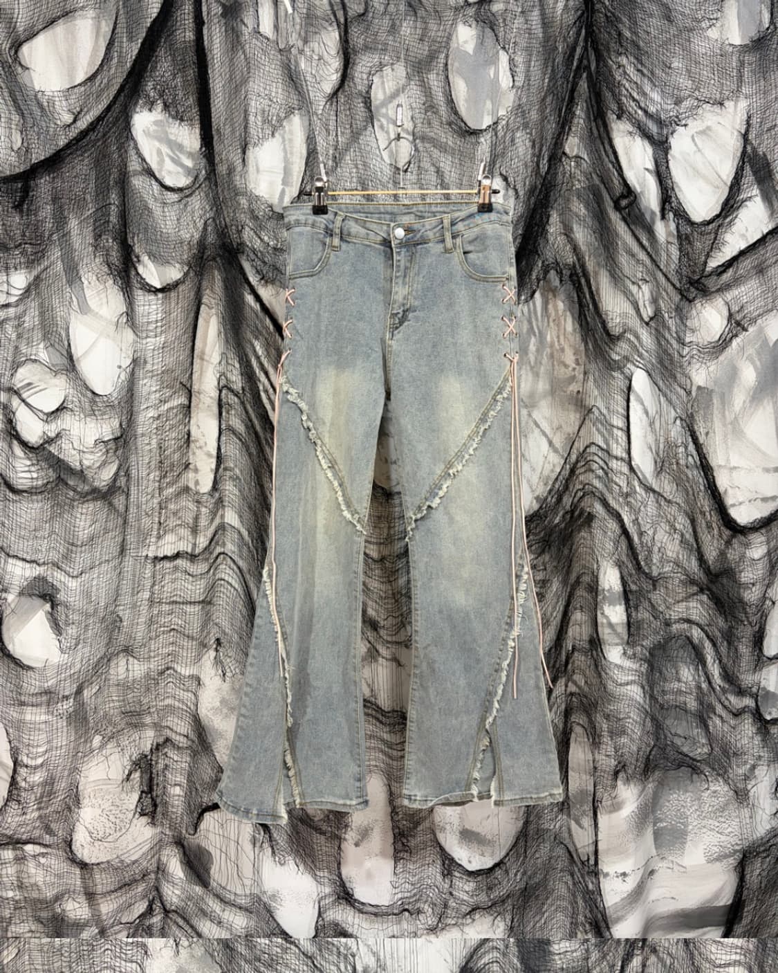 Y2K eyelet boots cut denim pants 상품이미지2