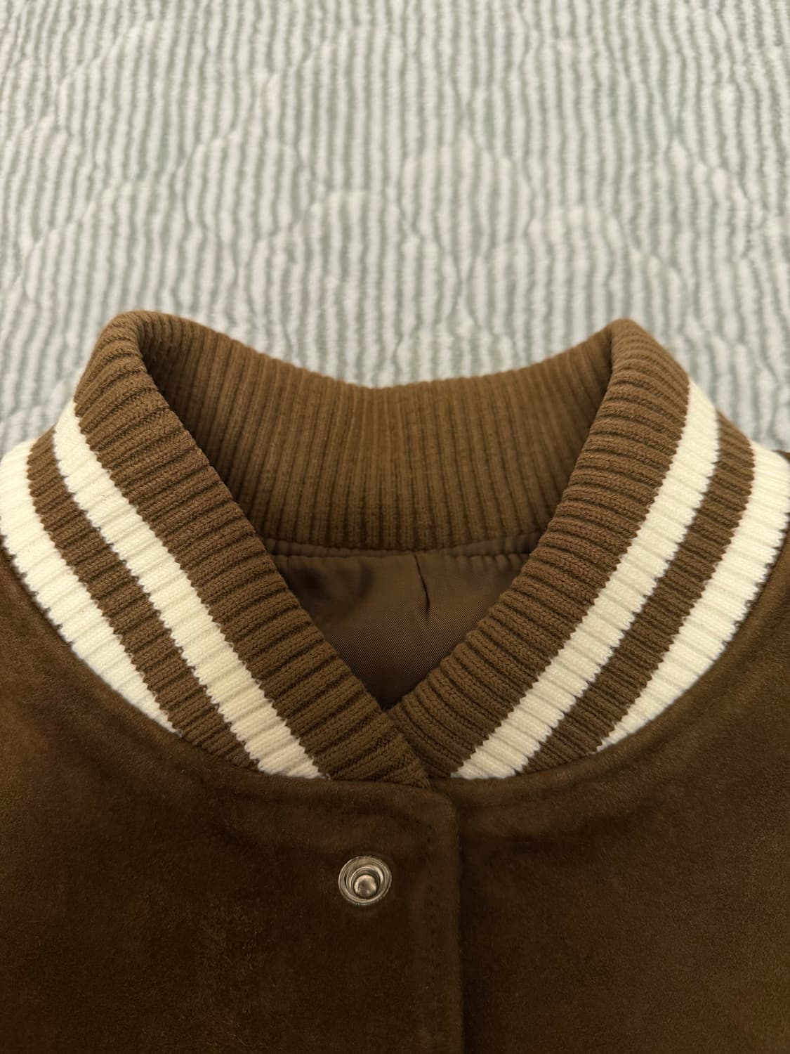 (M) 에스티유 스웨이드 바시티 자켓 브라운 상품이미지8