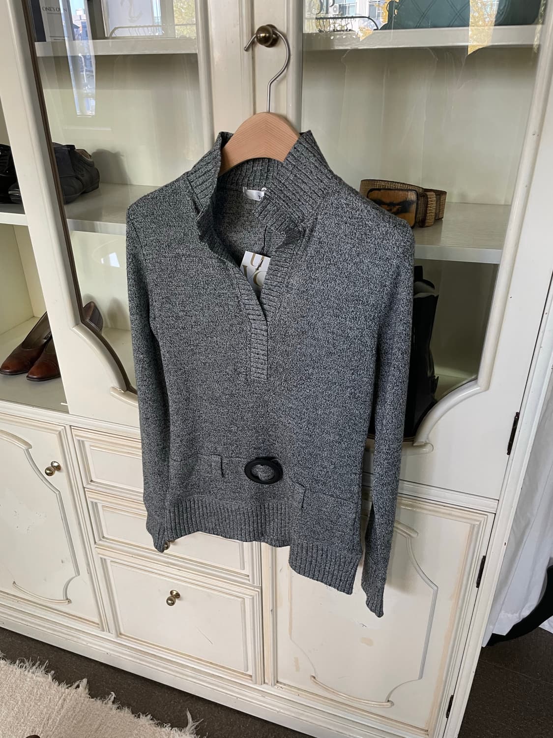 vintage belted slim collar knit 상품이미지1