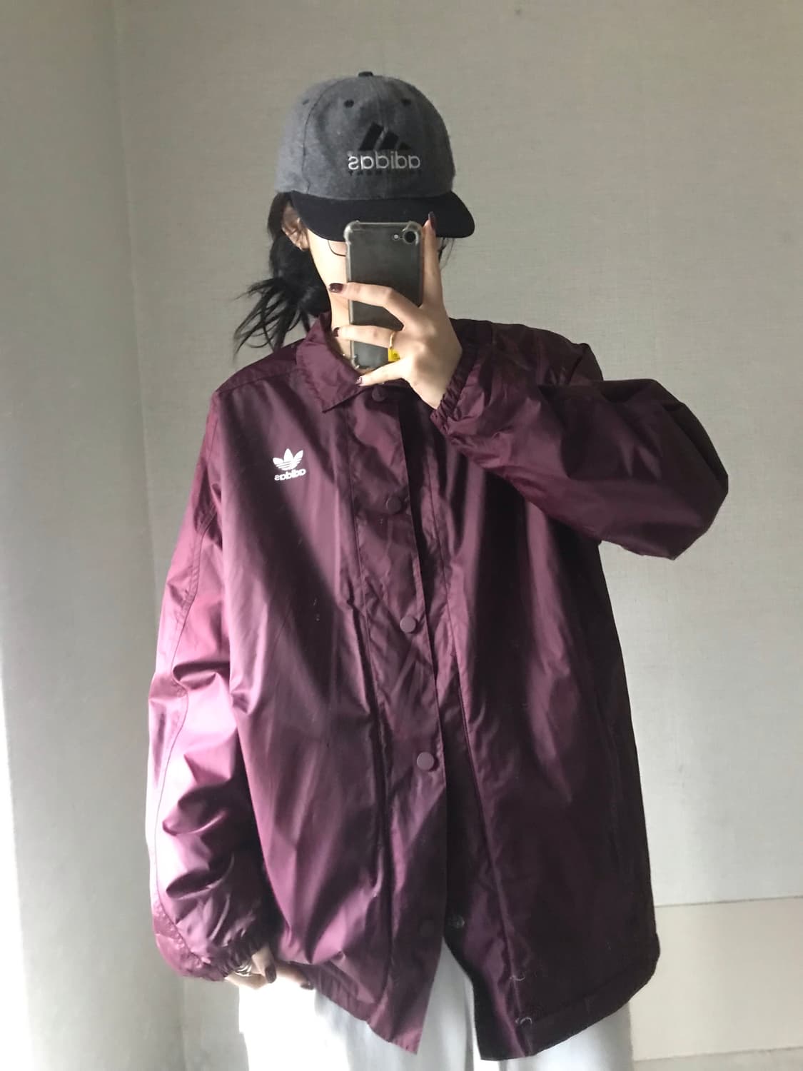 아디다스 버건디 코치 자켓 상품이미지3