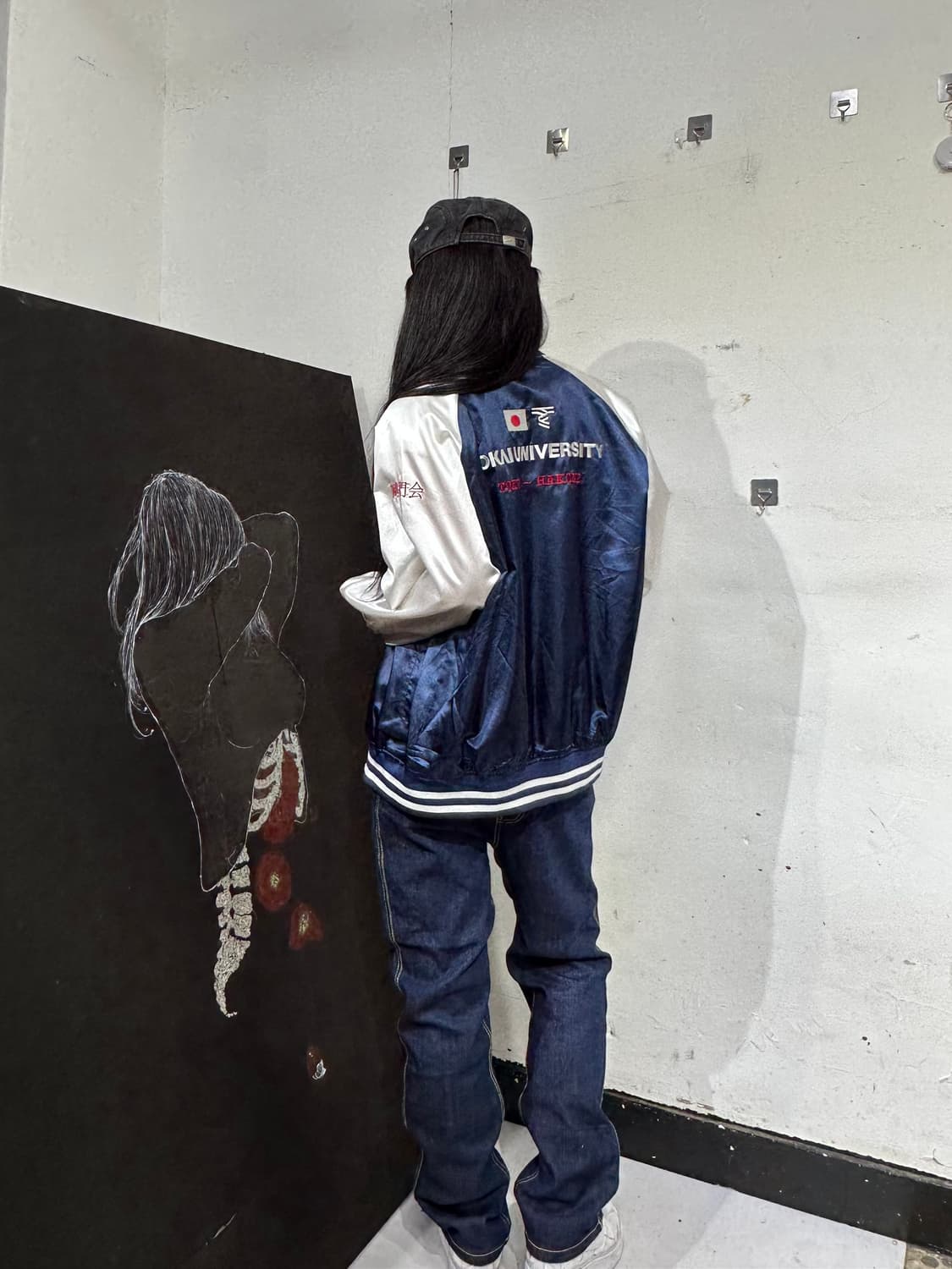 Jpn 일본빈티지 오리엔탈 일장기 네이비 스카잔 자켓 상품이미지1