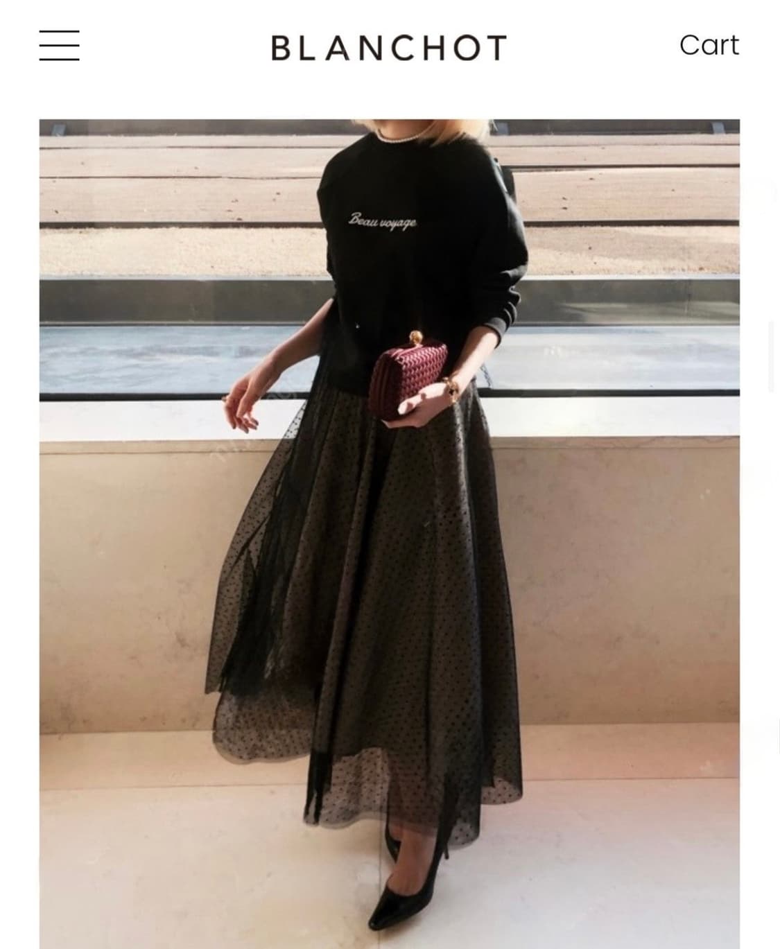 새상품blanchot 블랑쇼 체크 도트 튤 스커트 상품이미지2