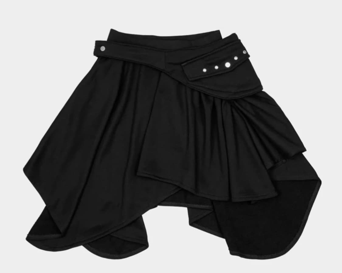 러프넥 벨티드 포켓 드레이프 스커트 블랙 상품이미지2