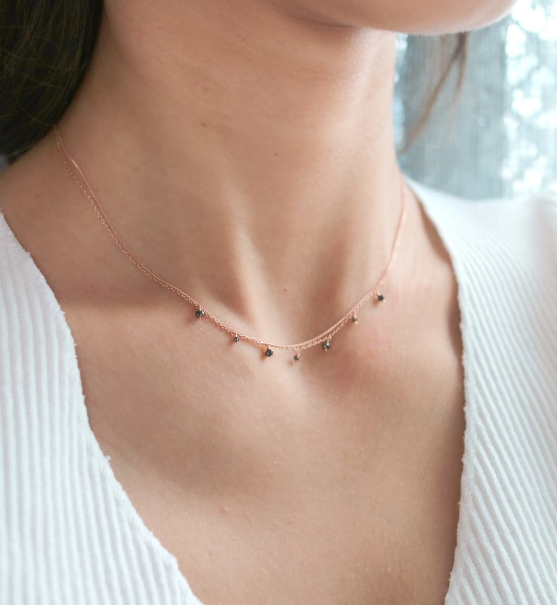 14k2줄 블랙다이아 목걸이 상품이미지5