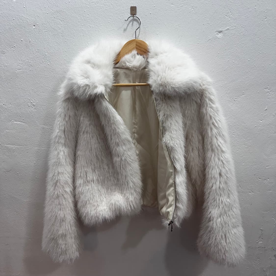 화이트 집업 페이크 크롭 퍼자켓M-L 상품이미지8