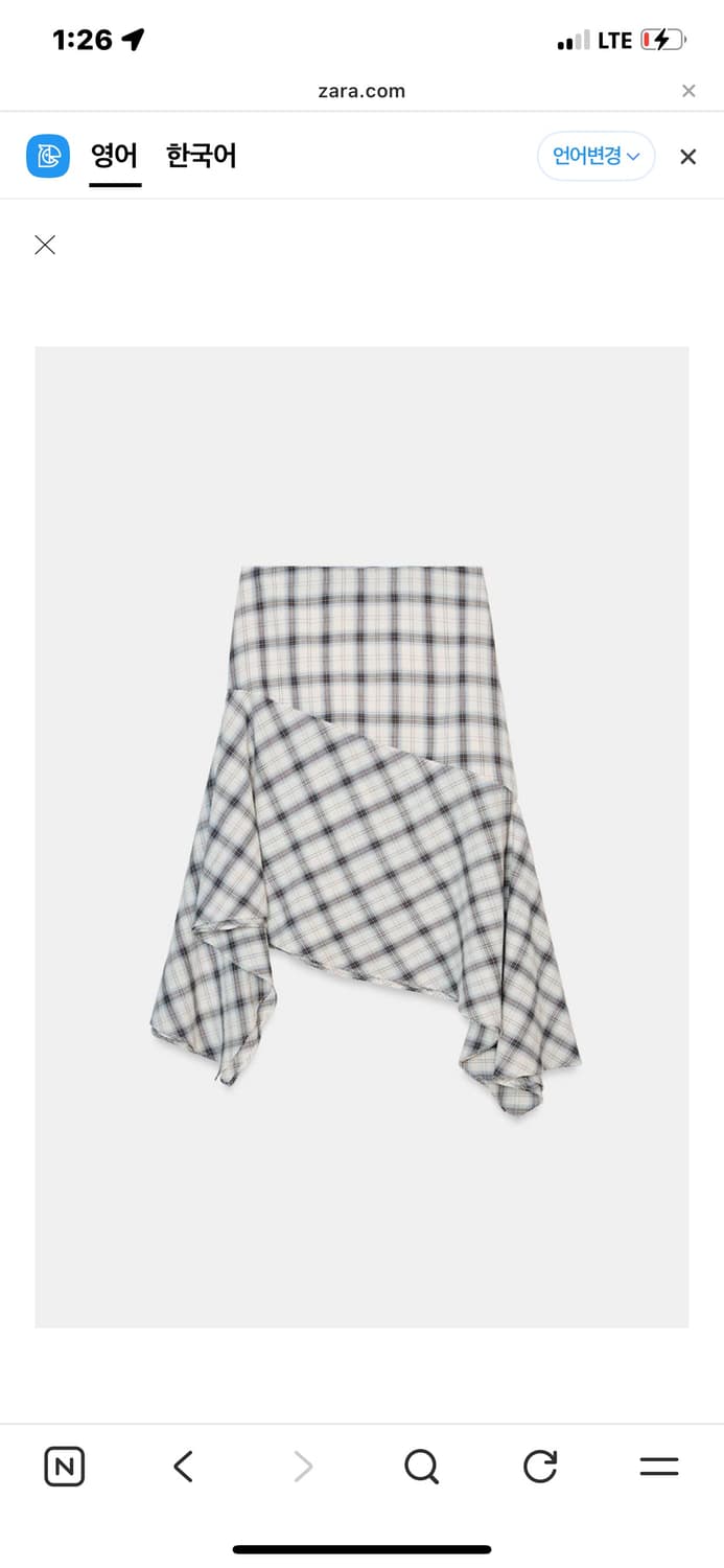 자라 체크 패턴 언밸런스 스커트 상품이미지1