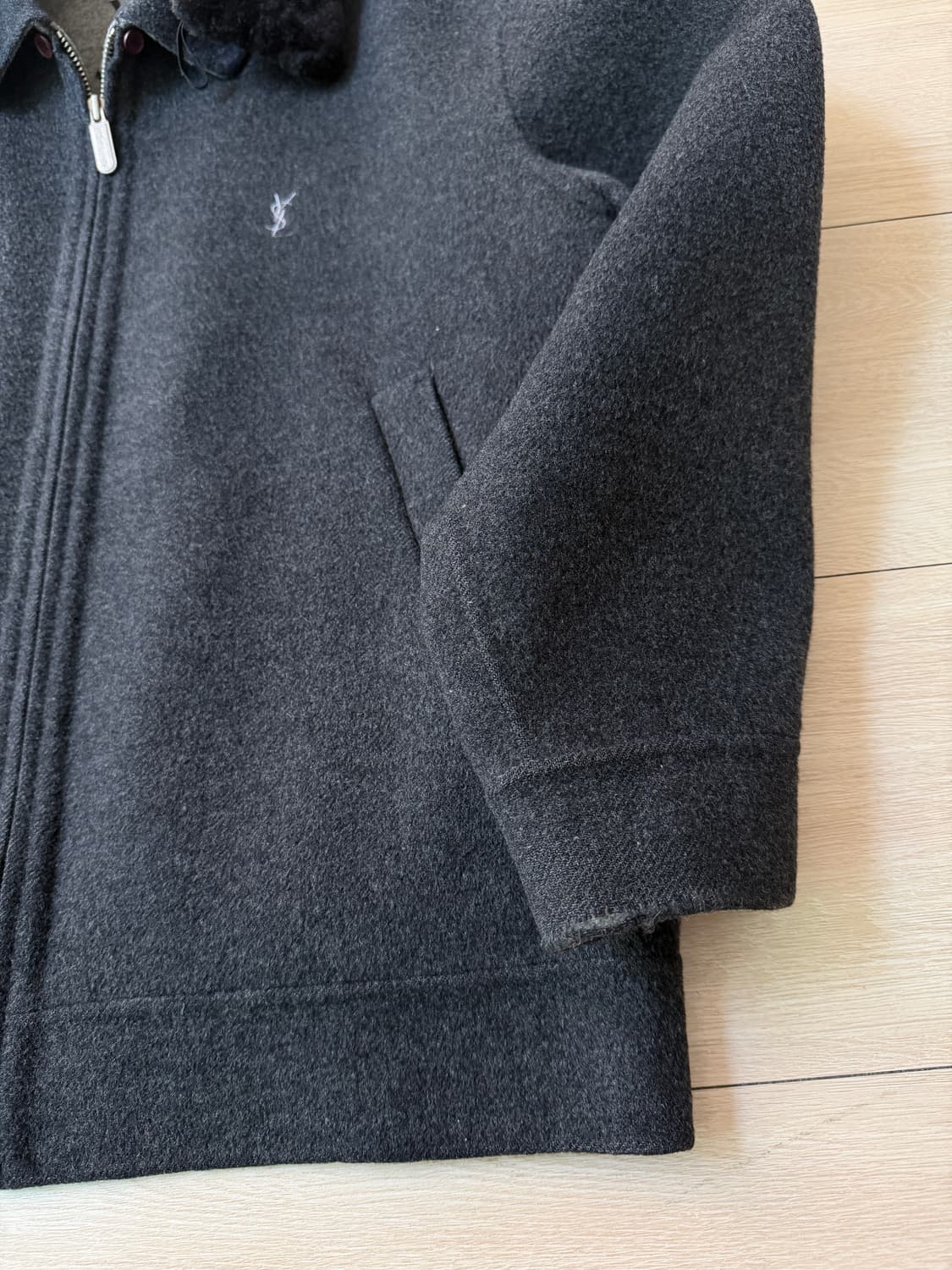 입생로랑 90s 빈티지 퍼카라 울자켓 상품이미지6