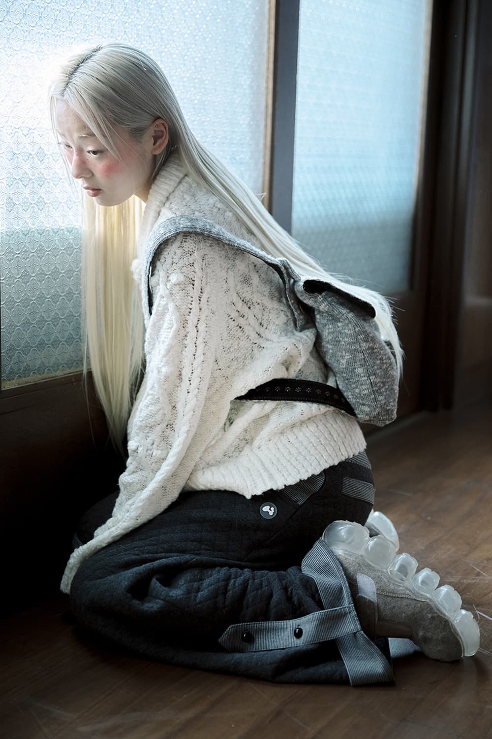 허그유어스킨 팝콘 니트집업 버터 상품이미지2