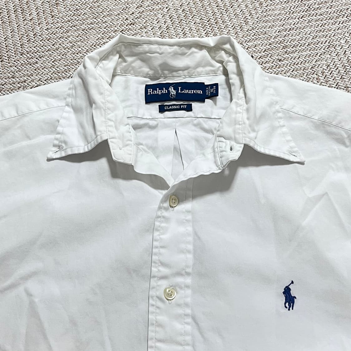 [정품] 폴로 화이트 / 네이비포니 솔리드 셔츠 [ 16 ] 상품이미지4