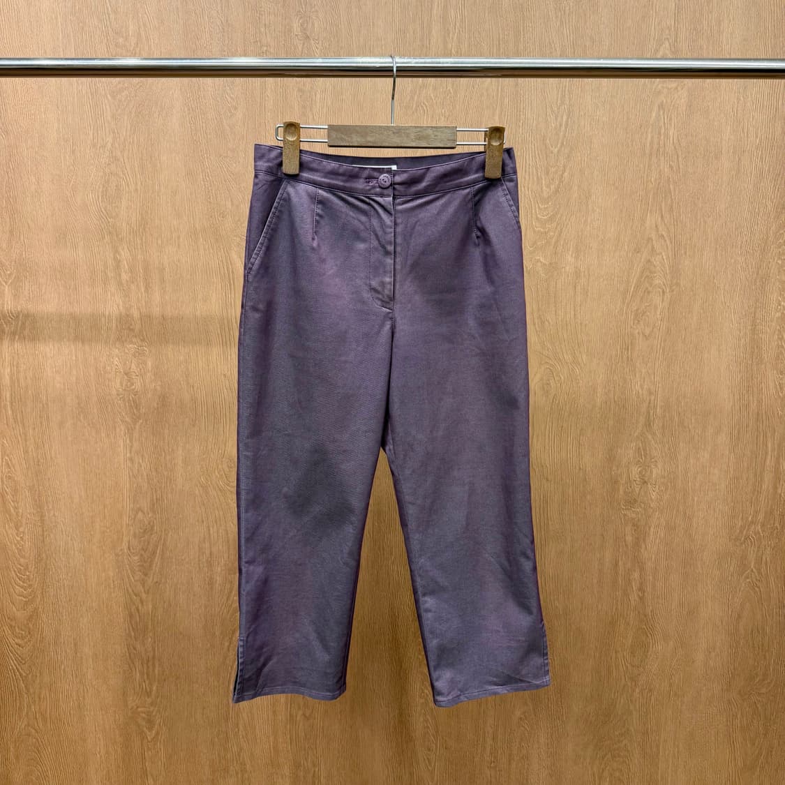 삭스니 와이삭스 크롭 슬랙스 스판 팬츠 사이드슬릿 디테일 퍼플 상품이미지2