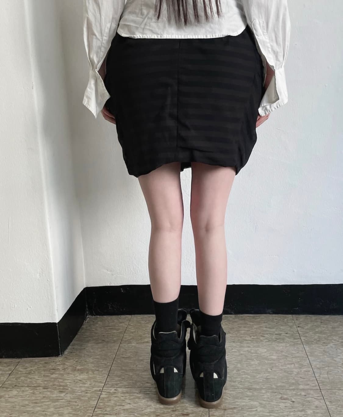 나노 유니버스 드레이프 스트라이프 스커트 상품이미지3