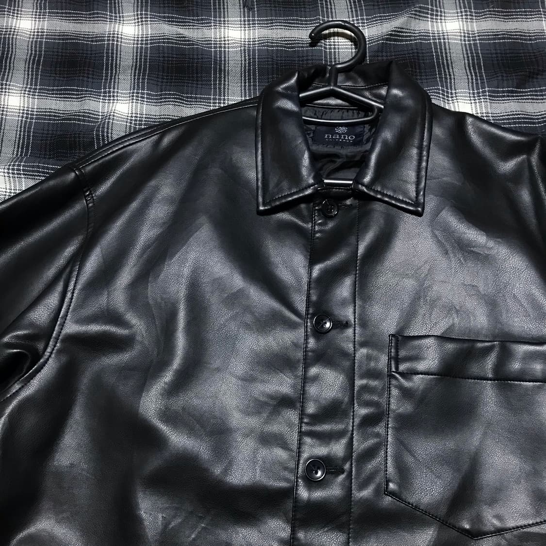 재팬 나노 유니버스 레더 오버핏 셔츠 자켓 상품이미지2