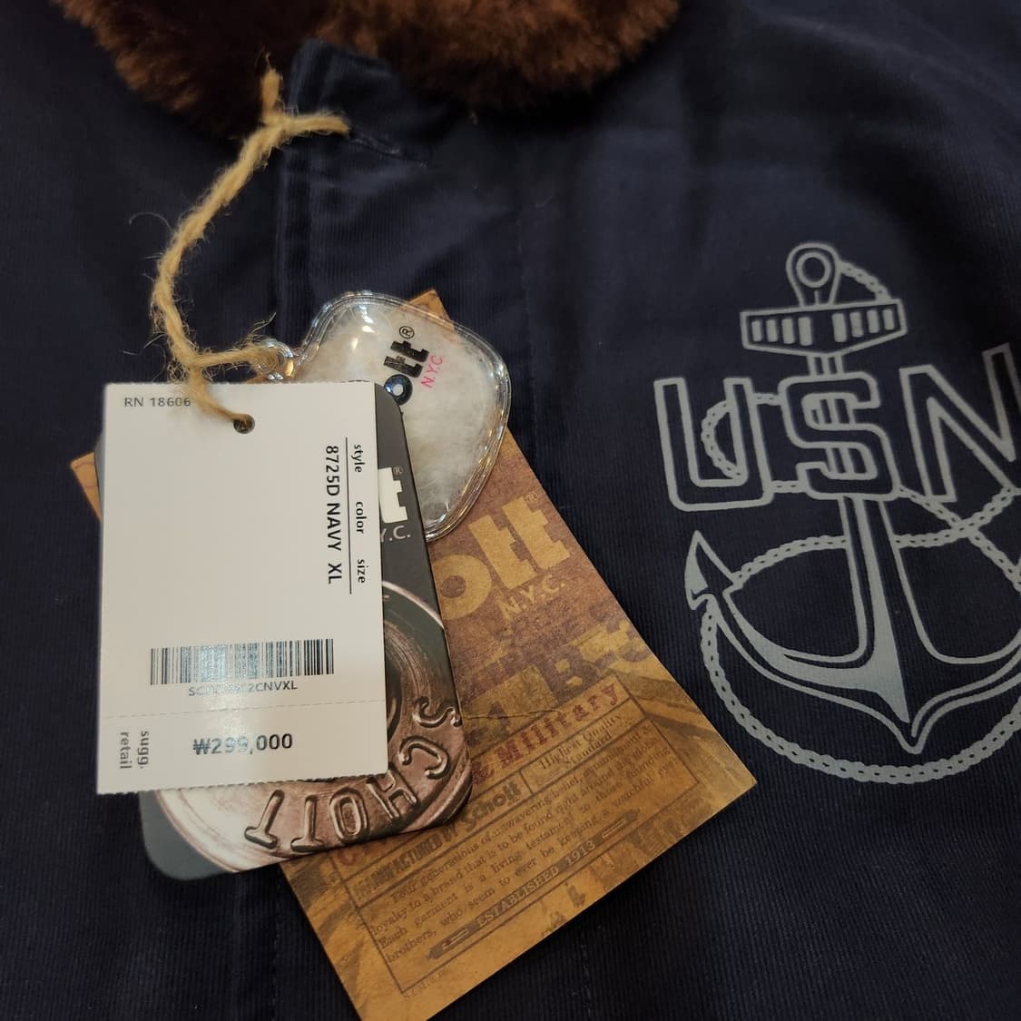 새상품)Schott nyc 쇼트 USN 덕다운 덱 자켓 XL 네이비 상품이미지4