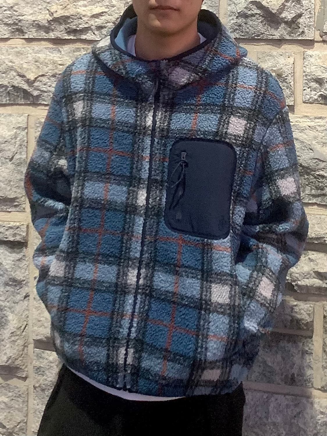 jw앤더슨 x 유니클로 타탄체크 후리스 (blue) 상품이미지1