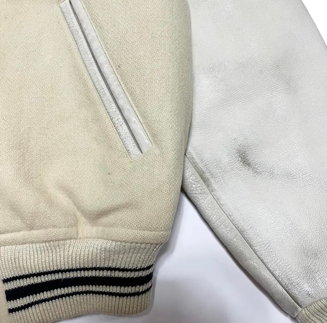 90s 빈티지 J. PRESS 제이프레스 울 레더 바시티 자켓 m사이즈 상품이미지2