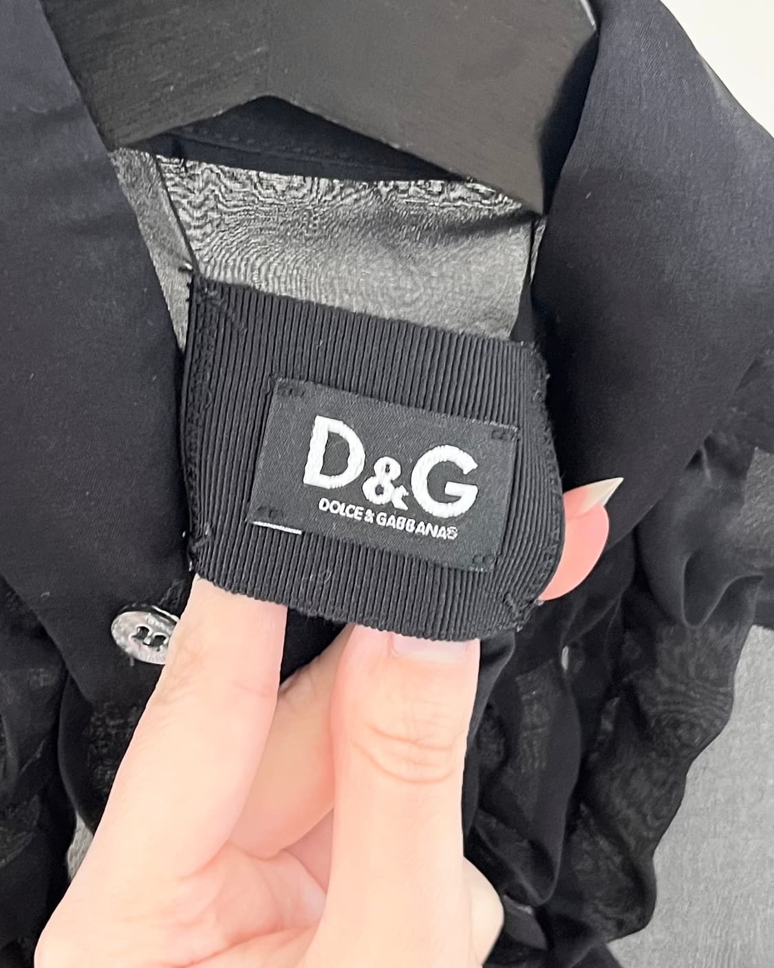 돌체 앤 가바나 블랙 실크 러플 블라우스 상품이미지7