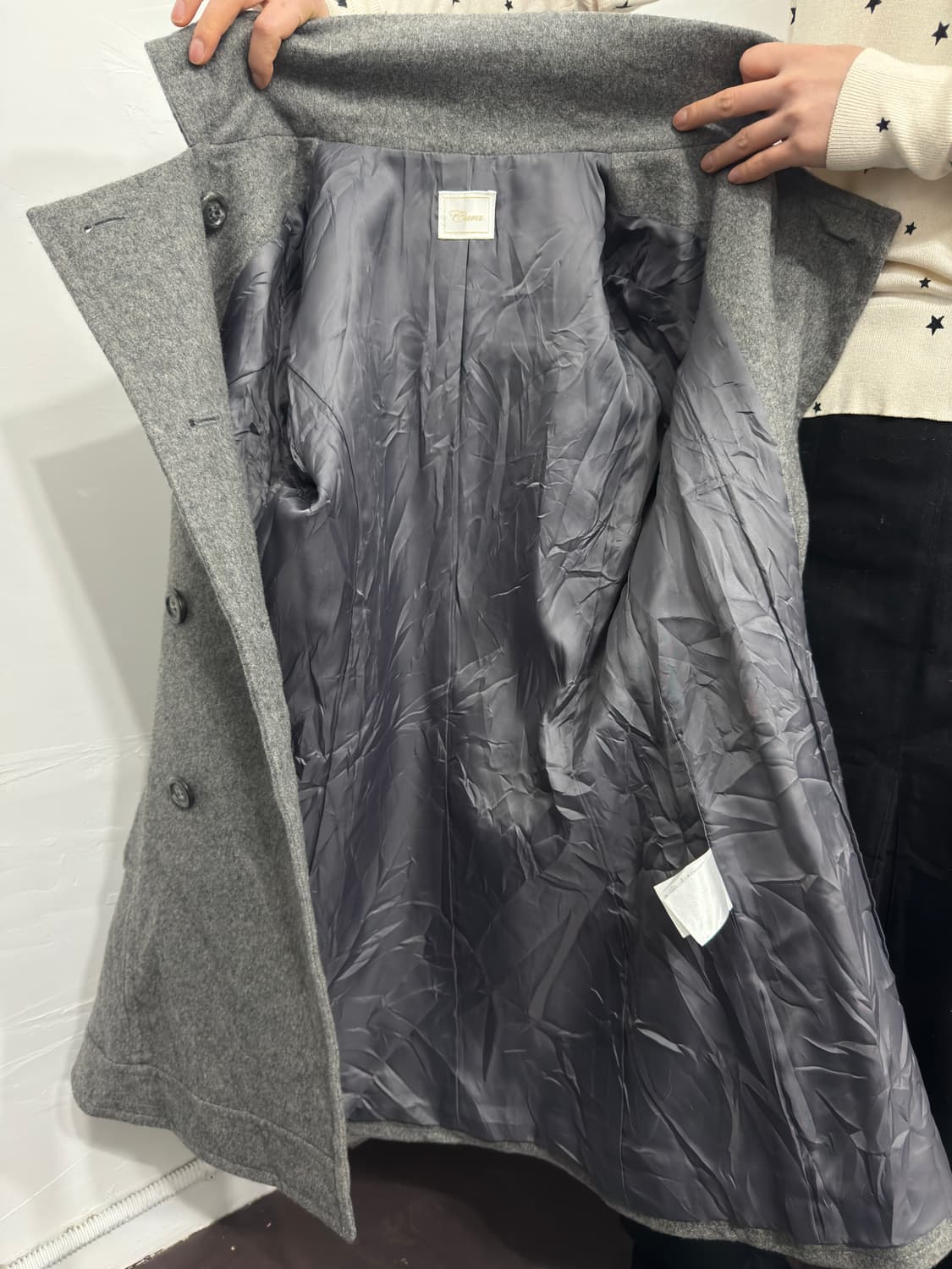 gray button cashmere coat 상품이미지6