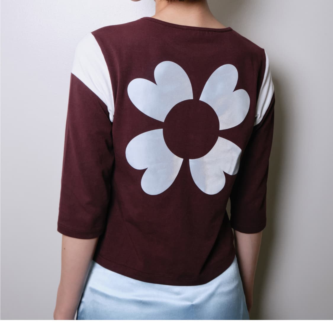 나비버스 Lucky Service Top 버건디 7부 티셔츠 상품이미지4