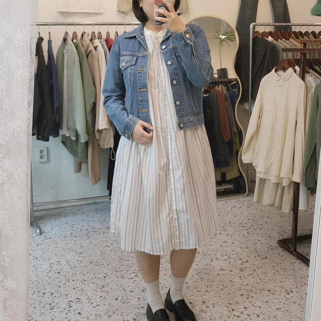 Cloud nine 멀티스트라이프 롱셔츠 원피스 상품이미지1