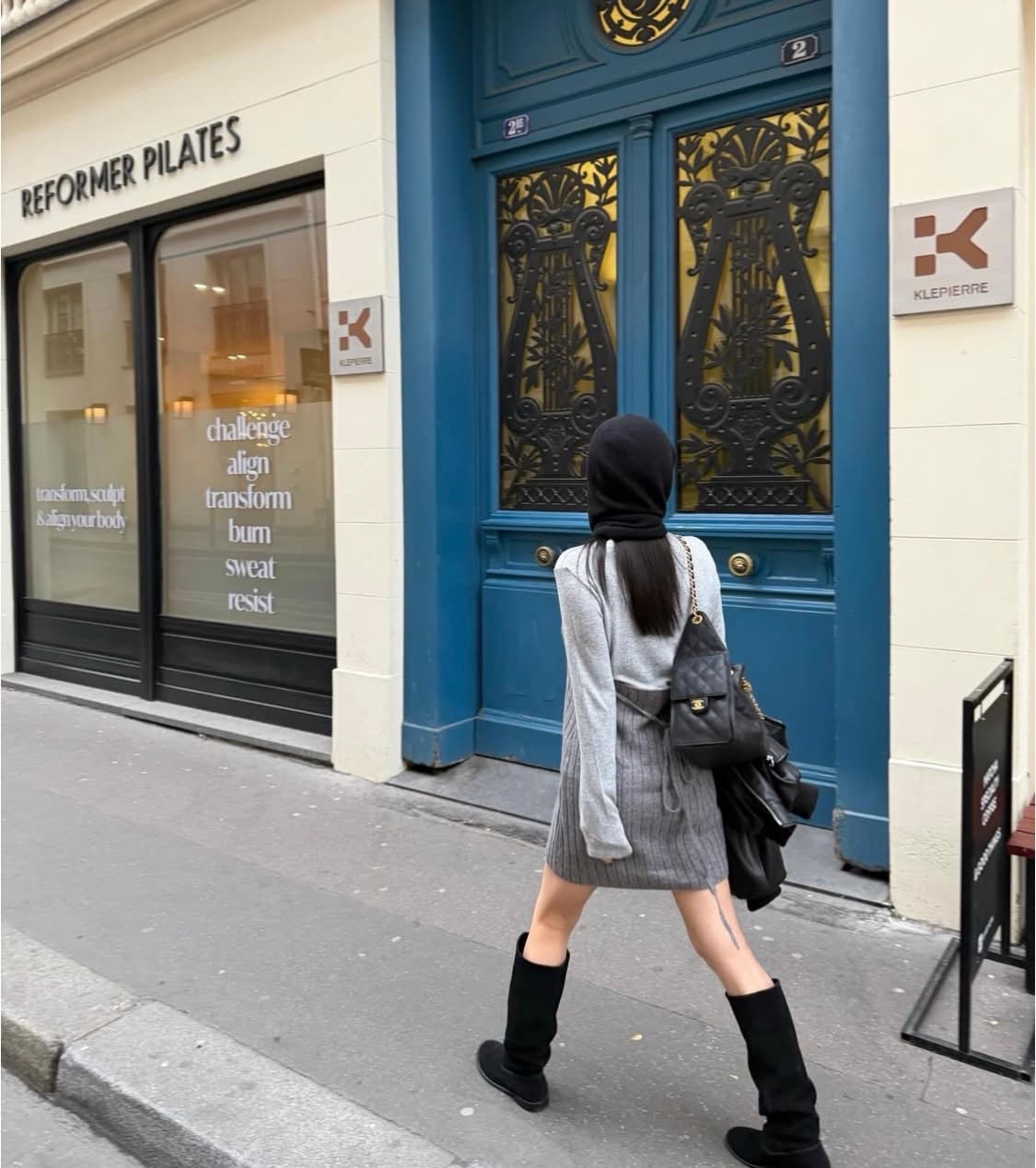 츄니토리 블랙 스웨이드 가죽 롱부츠 230 상품이미지2