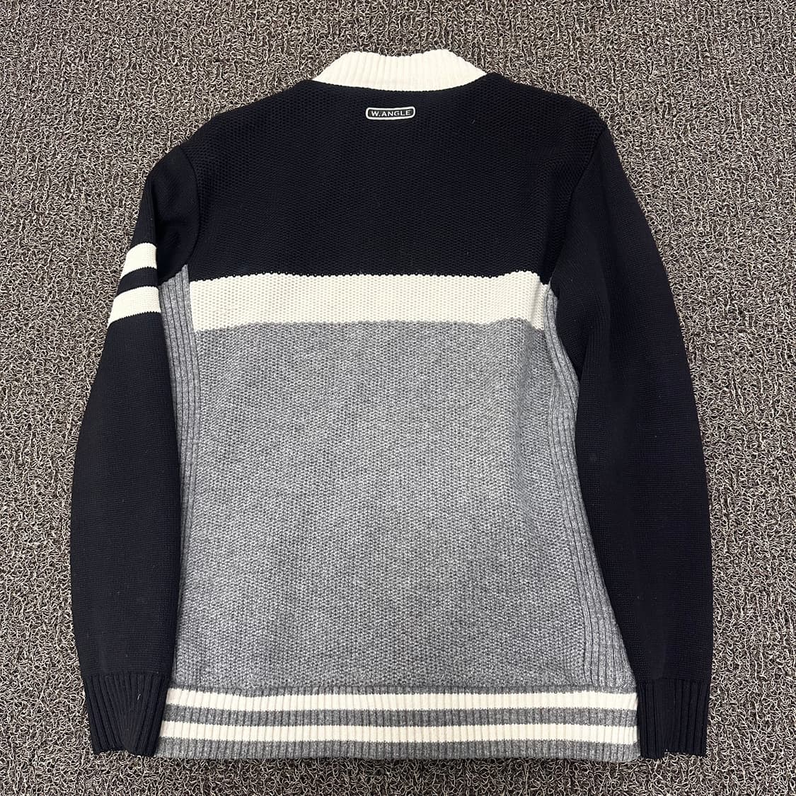 와이드앵글 남성 골프웨어 니트 집업 점퍼 블랙 100(L) 상품이미지4