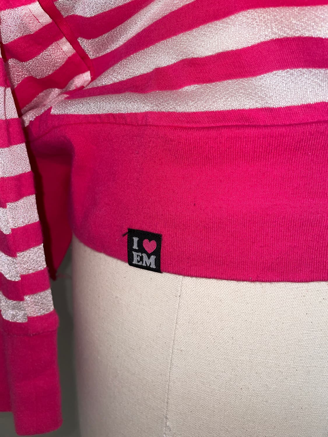 키치 팝갸루 패치 핑크 스트라이프 후드집업 상품이미지5