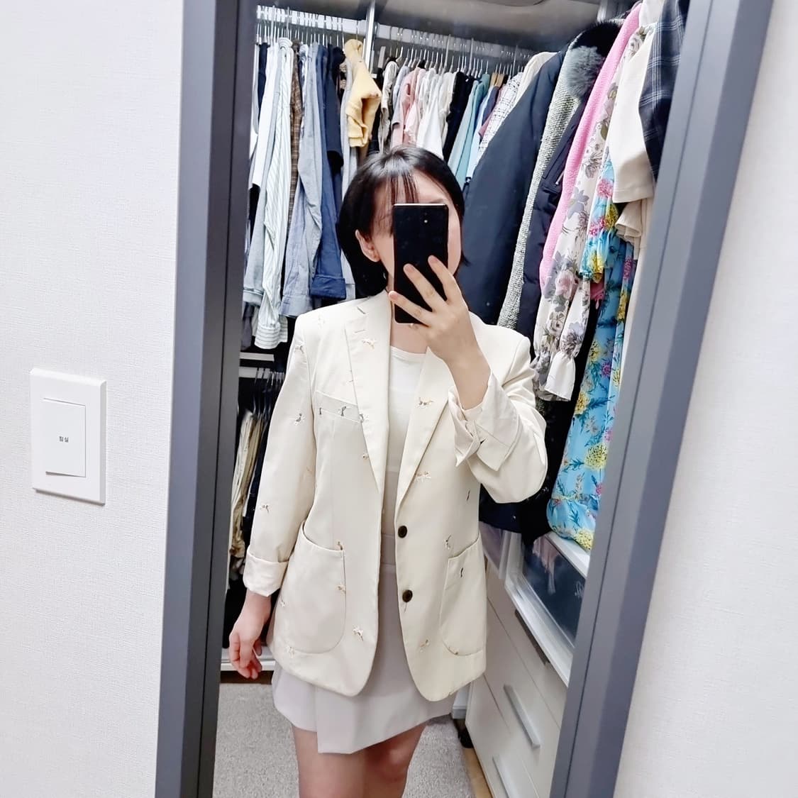 남녀공용 고퀄리티 고양이자수 코튼자켓 (촬영목적 시착만/새상품) 상품이미지3