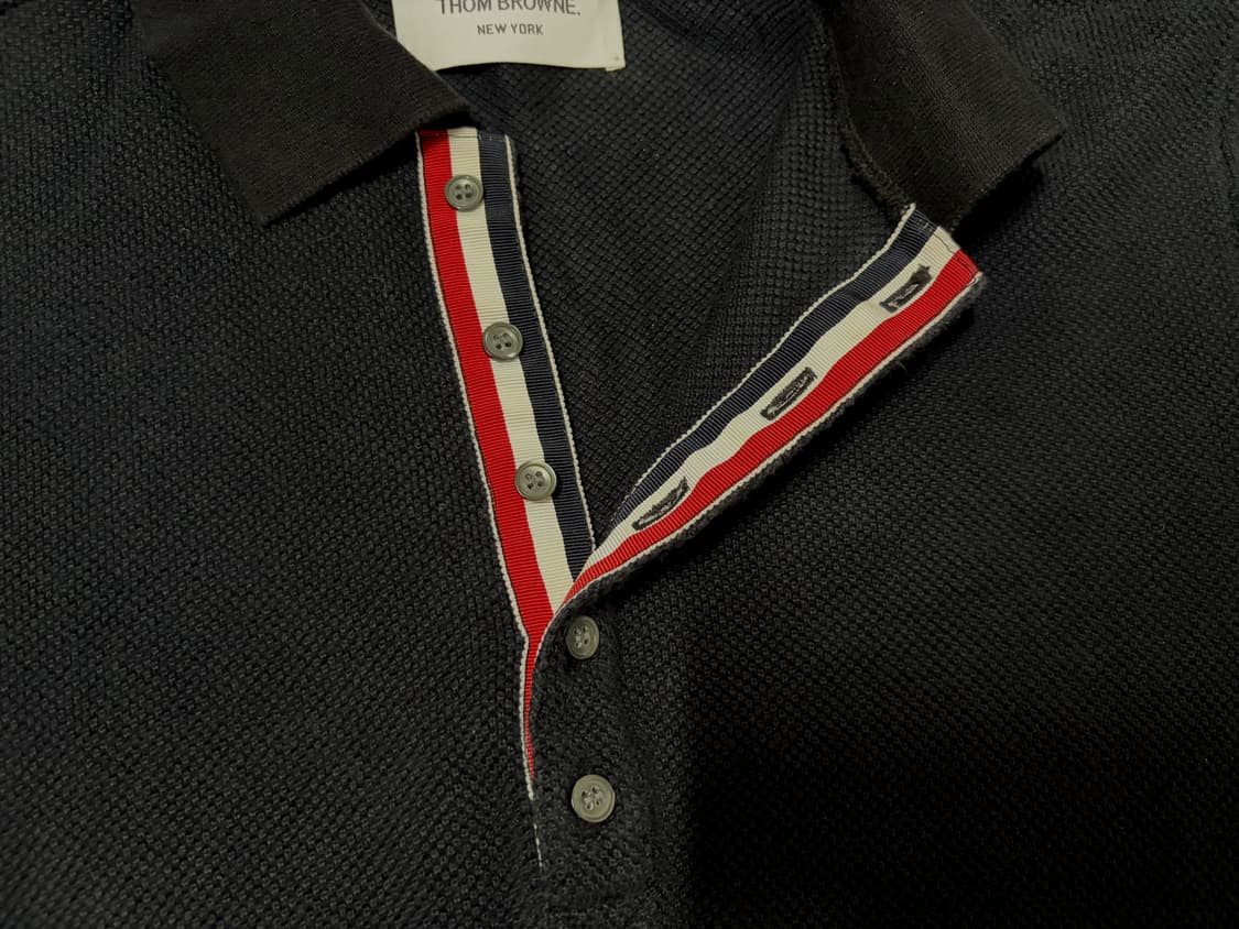 톰브라운 히든삼선 니트 카라 반팔 PK 티셔츠 블랙 1사이즈 (미세하자) 상품이미지6