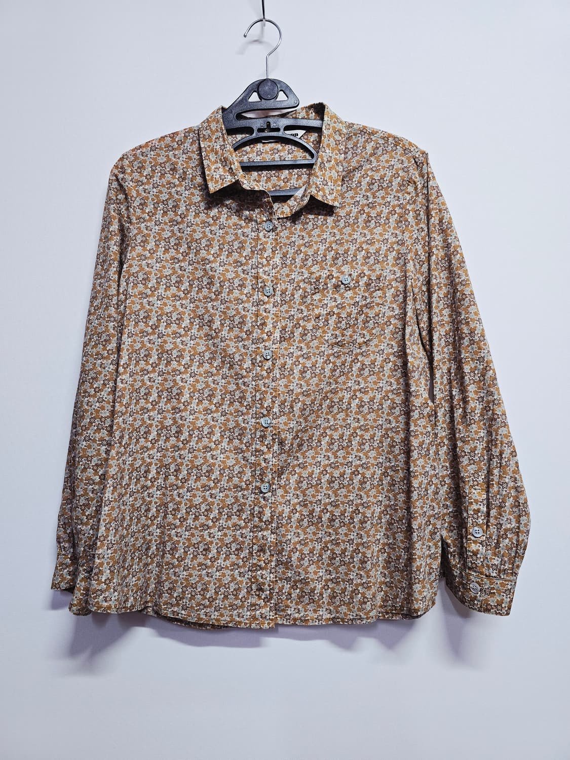 iann 플라워 패턴 긴팔 셔츠 브라운 면100 상품이미지1