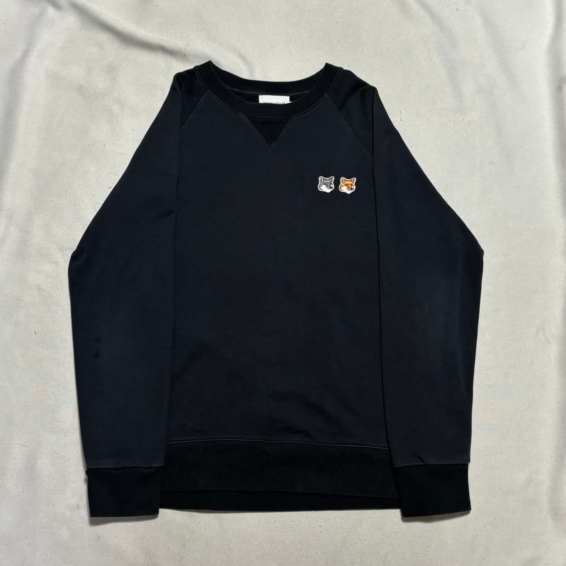 L 메종키츠네 더블 폭스 해드 패치 블랙 맨투맨 상품이미지2