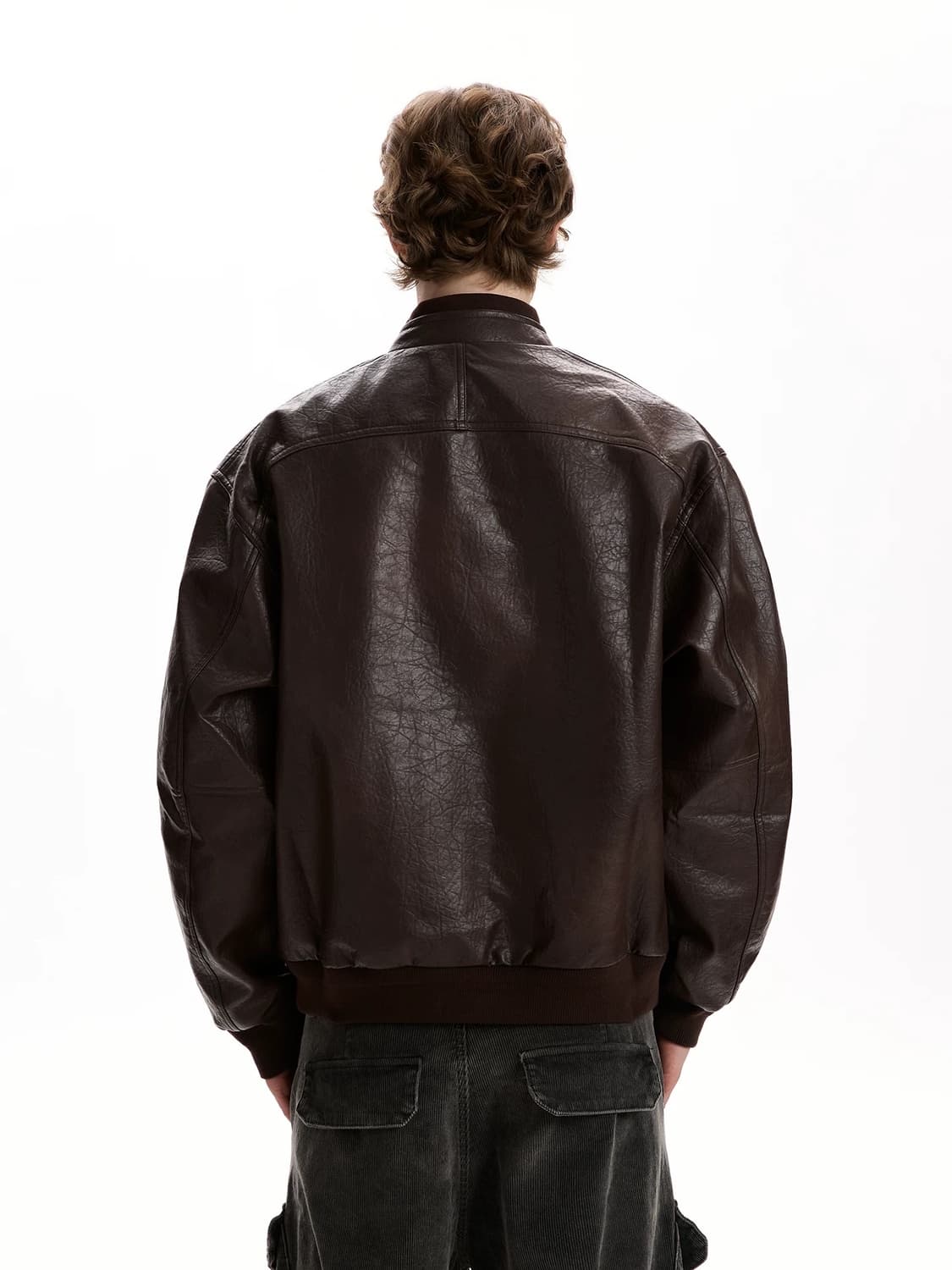 빈티지 레더 하이넥 집업 자켓 상품이미지4