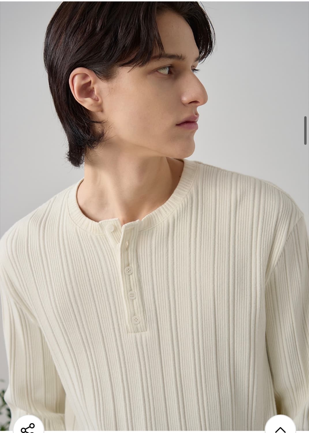 (XL) 드로우핏 리브드 헨리넥 티셔츠 [IVORY] 판매 상품이미지5