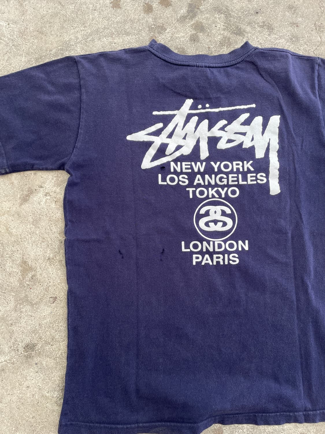 90s Stussy navy distressed T-shirt(USA) 상품이미지8