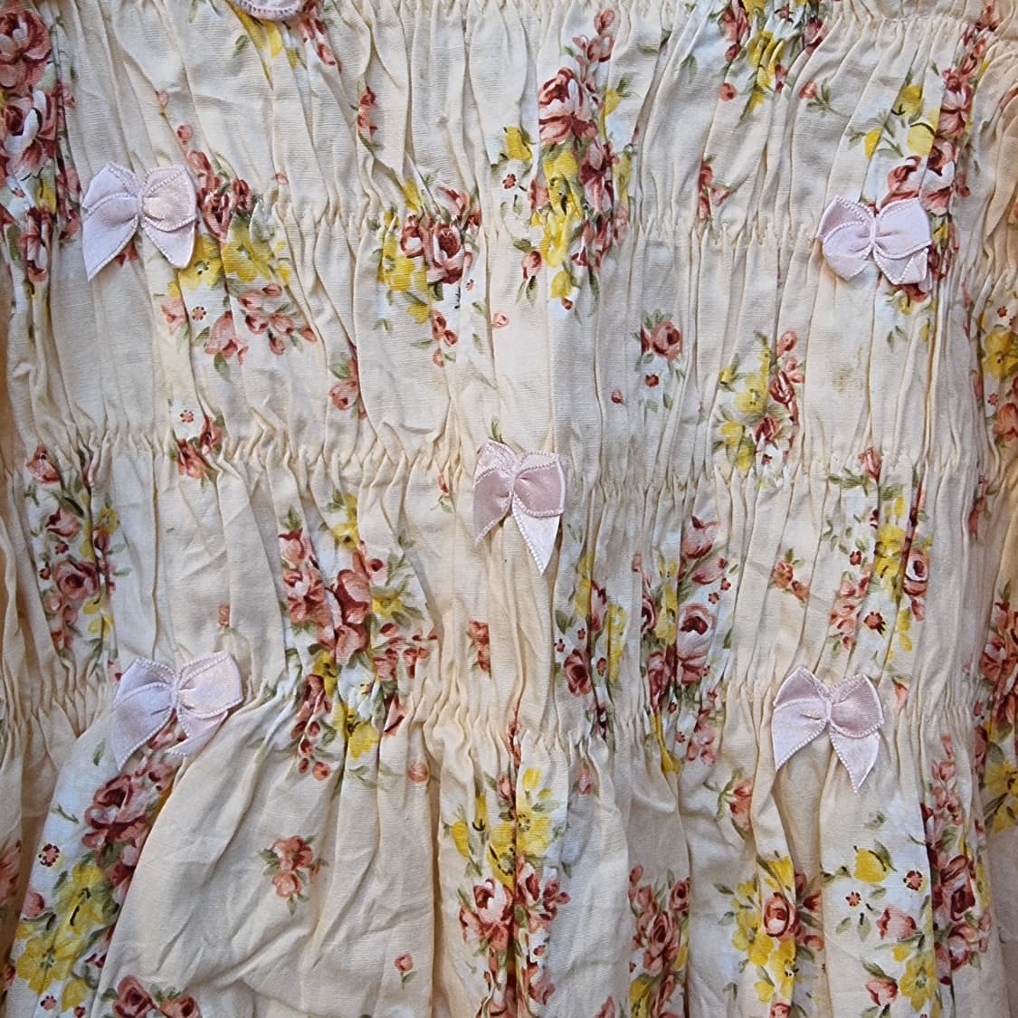 플로럴 오프숄더 스모크 블라우스 / 원피스 상품이미지4