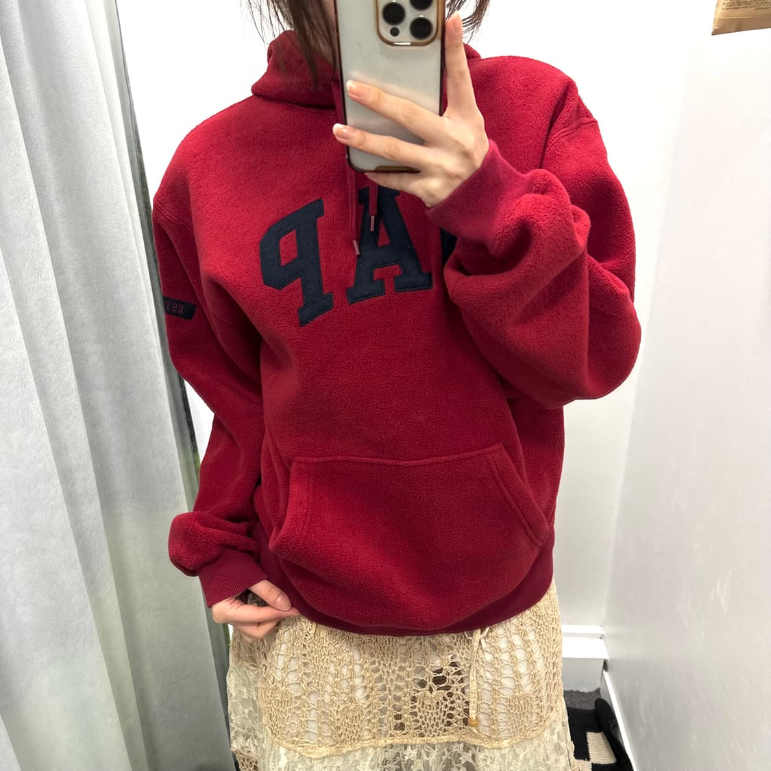 갭 레드 플리스 후드티 상품이미지2