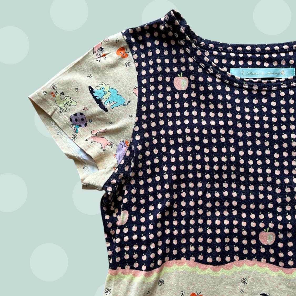 모리걸 사과 땡땡이 패치워크 티셔츠 상품이미지2