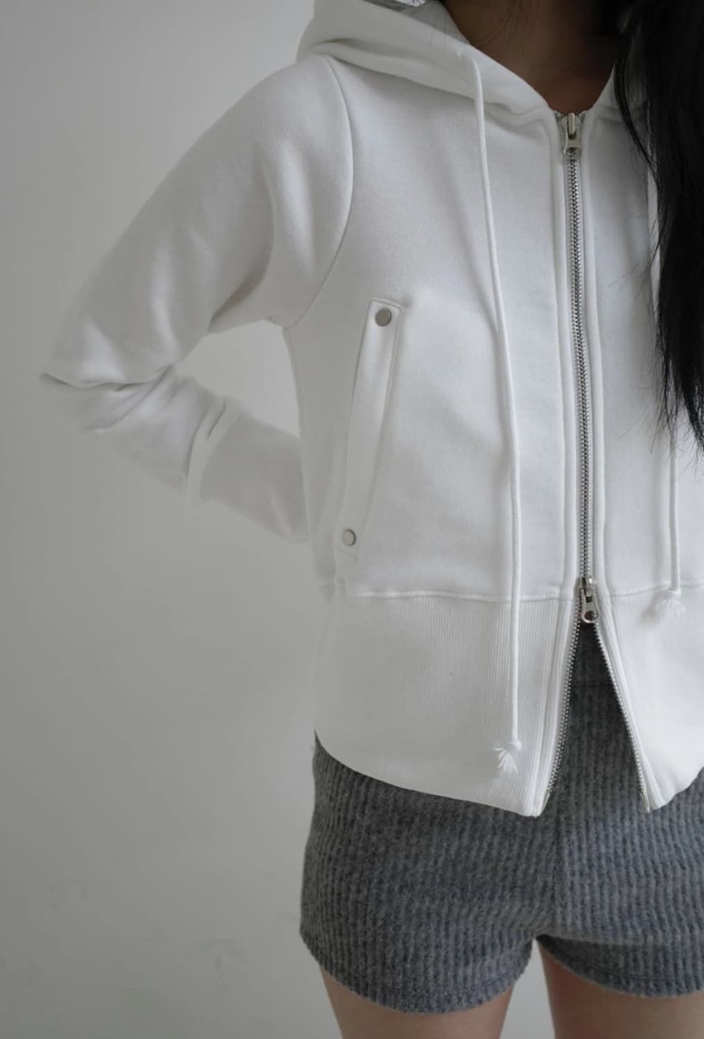 르노우 reknow 리벳 후드집업 블랙 상품이미지4