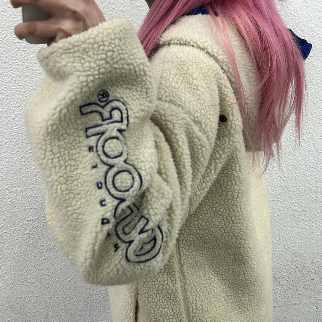  아웃도어 블루 라인 아이보리 뽀글이 집업 M 상품이미지2