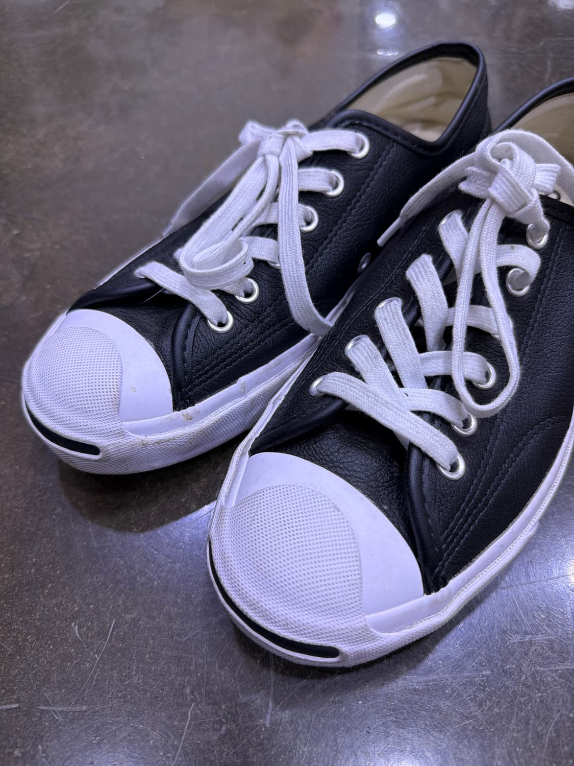 컨버스 잭퍼셀 레더 가죽 블랙 화이트 로우 스니커즈 240 상품이미지2