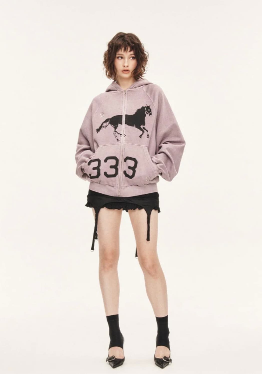 쓰리타임즈 Midnight stud hoodie 상품이미지1