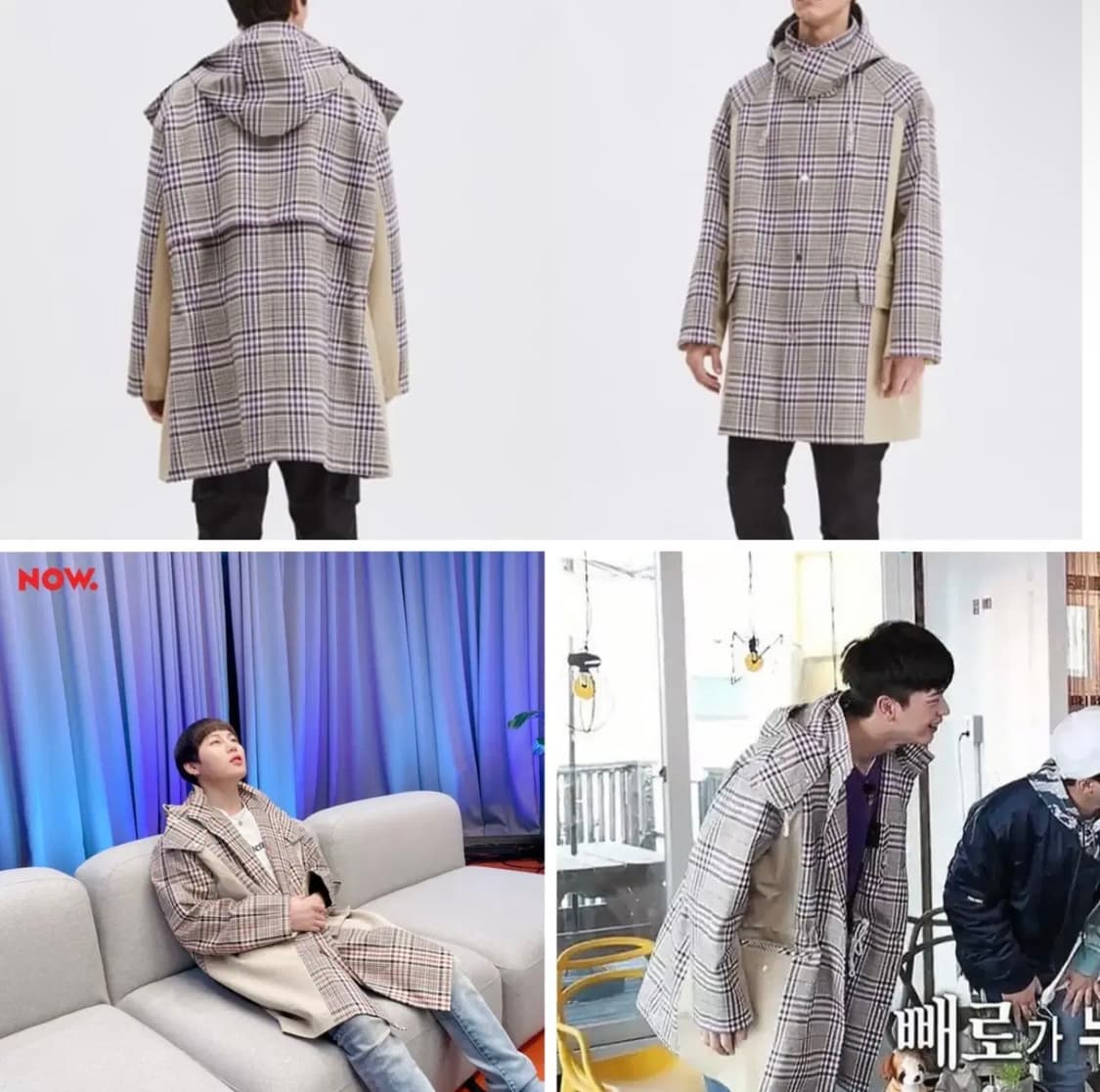 시스템옴므 래글런 체크 후드 코트 상품이미지3