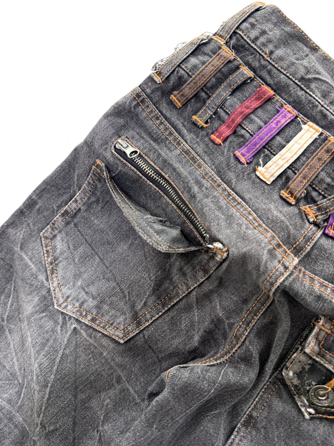 NYLAUS 멀티 벨트디테일 워싱 블랙 데님 팬츠 상품이미지8