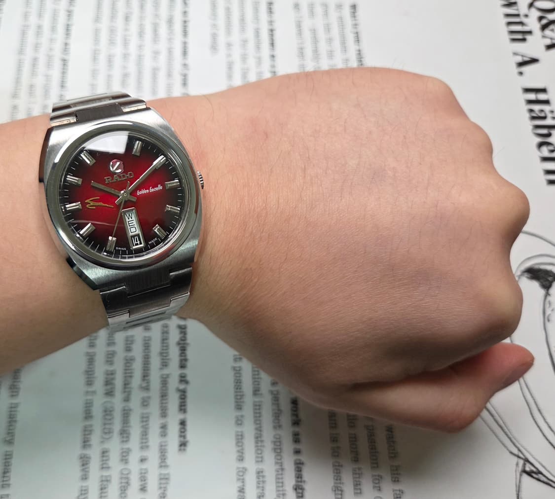 빈티지 라도 골든가젤 투톤레드(붉은말의해) 데이데이트 오토매틱 브레이슬릿 상품이미지9