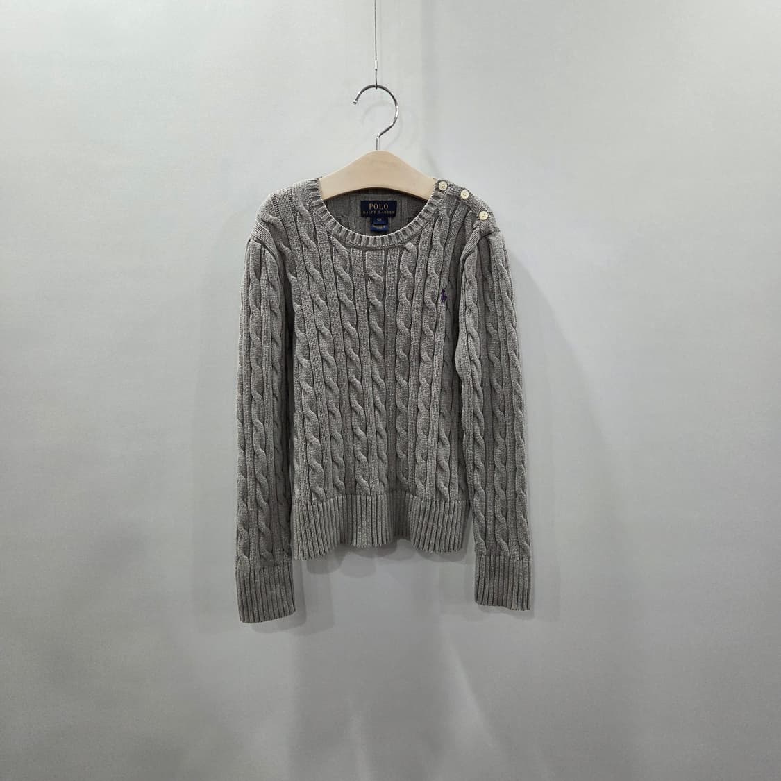 폴로랄프로렌 키즈 케이블 니트 그레이 6X 상품이미지1
