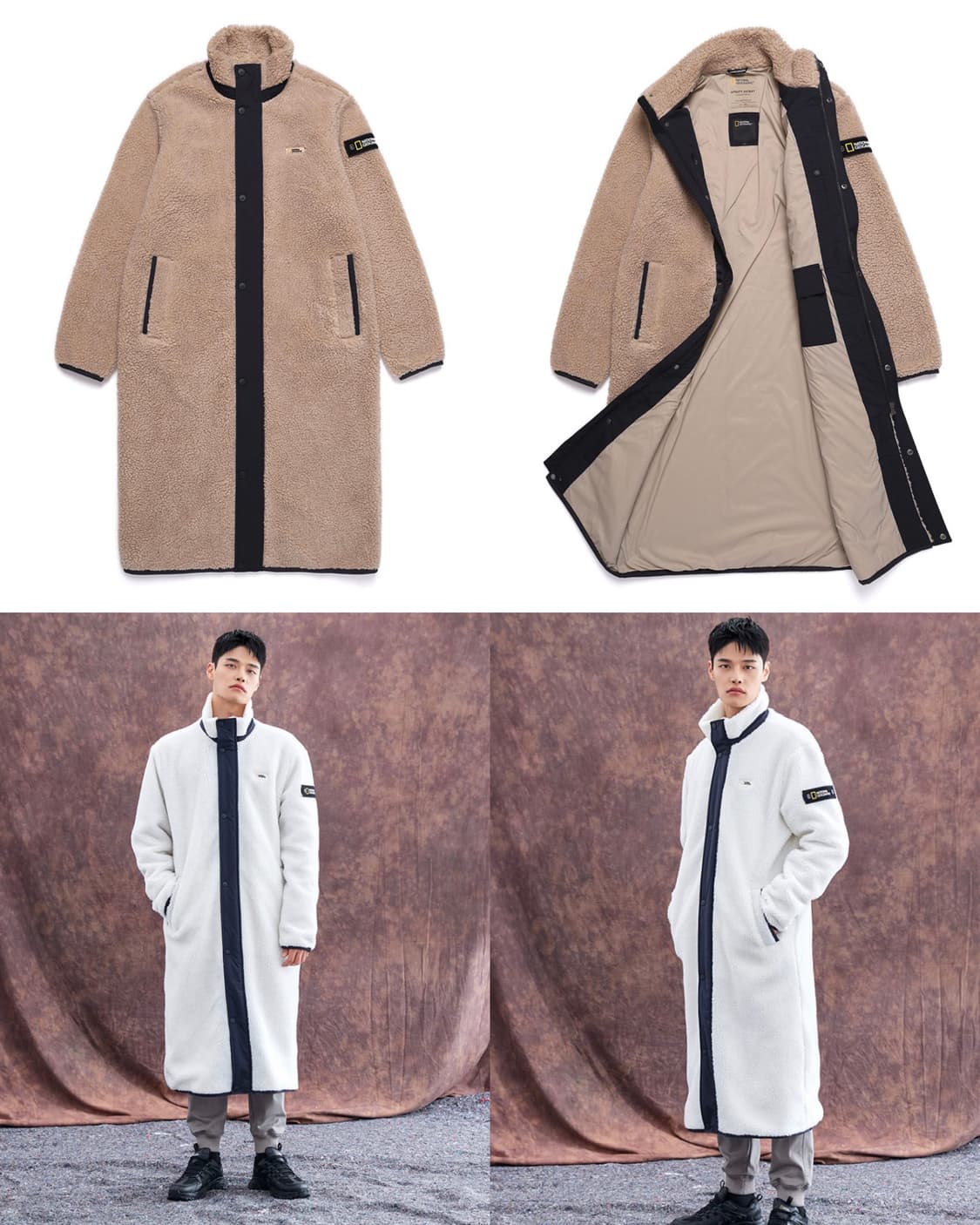 내셔널지오그래픽 루펄리 플리스 뽀글이 롱후리스 집업 코드 브라운 XL 상품이미지3