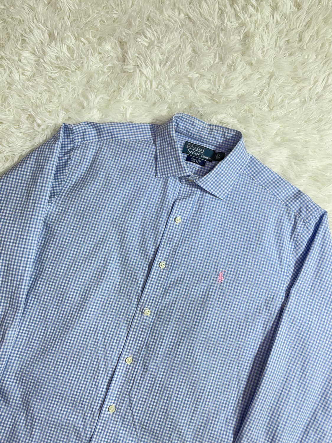 폴로 랄프로렌 핑크포니 하늘체크 셔츠  상품이미지3