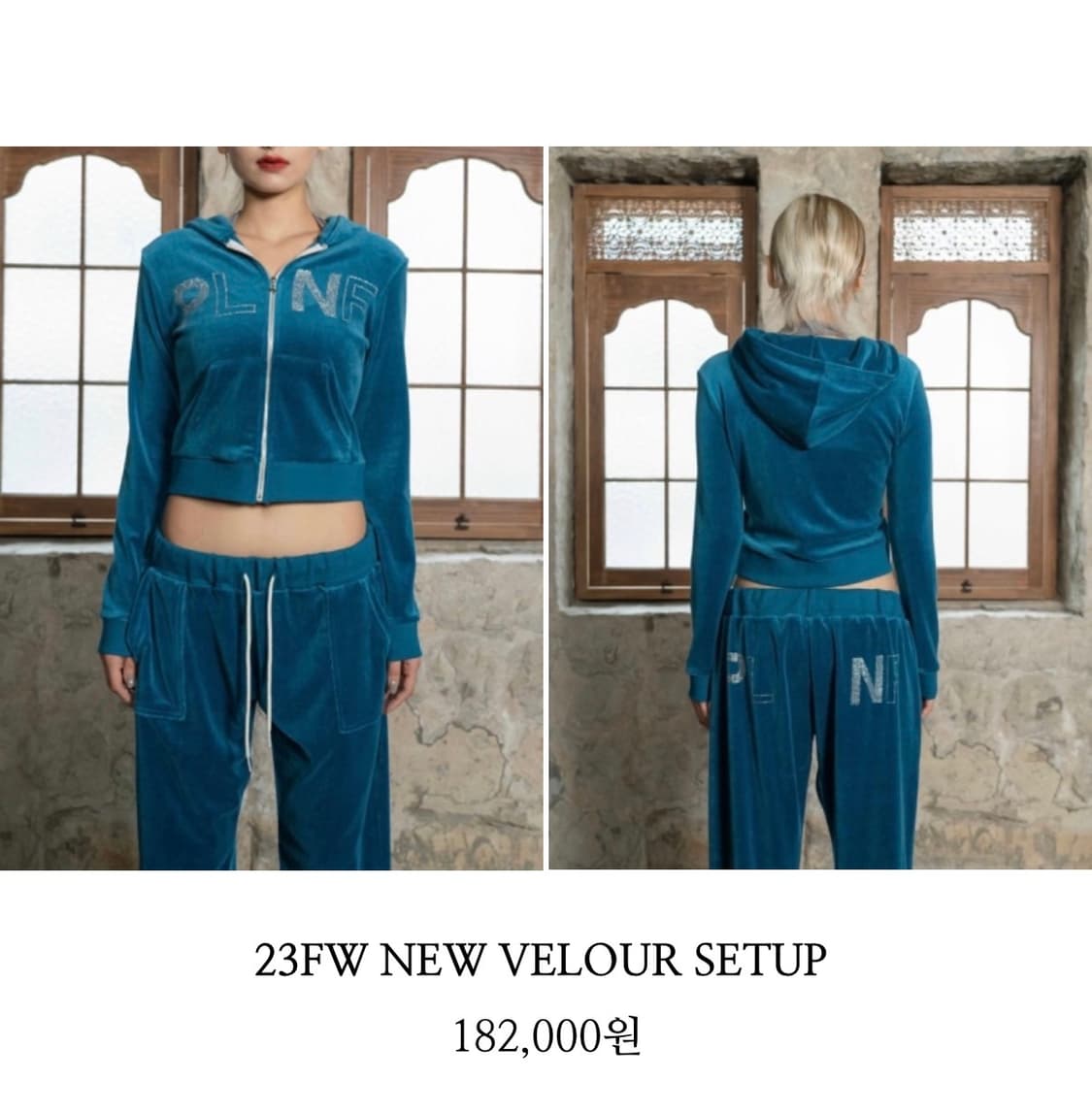 플노팔 플리즈노팔로우 23FW 벨벳 벨루아 셋업 블루 M 상품이미지2