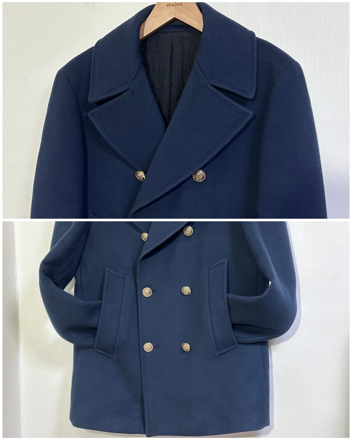 타임옴므 캐시미어블렌드 금장 더블코트 피코트105/네이비 알렉산더코트 상품이미지4