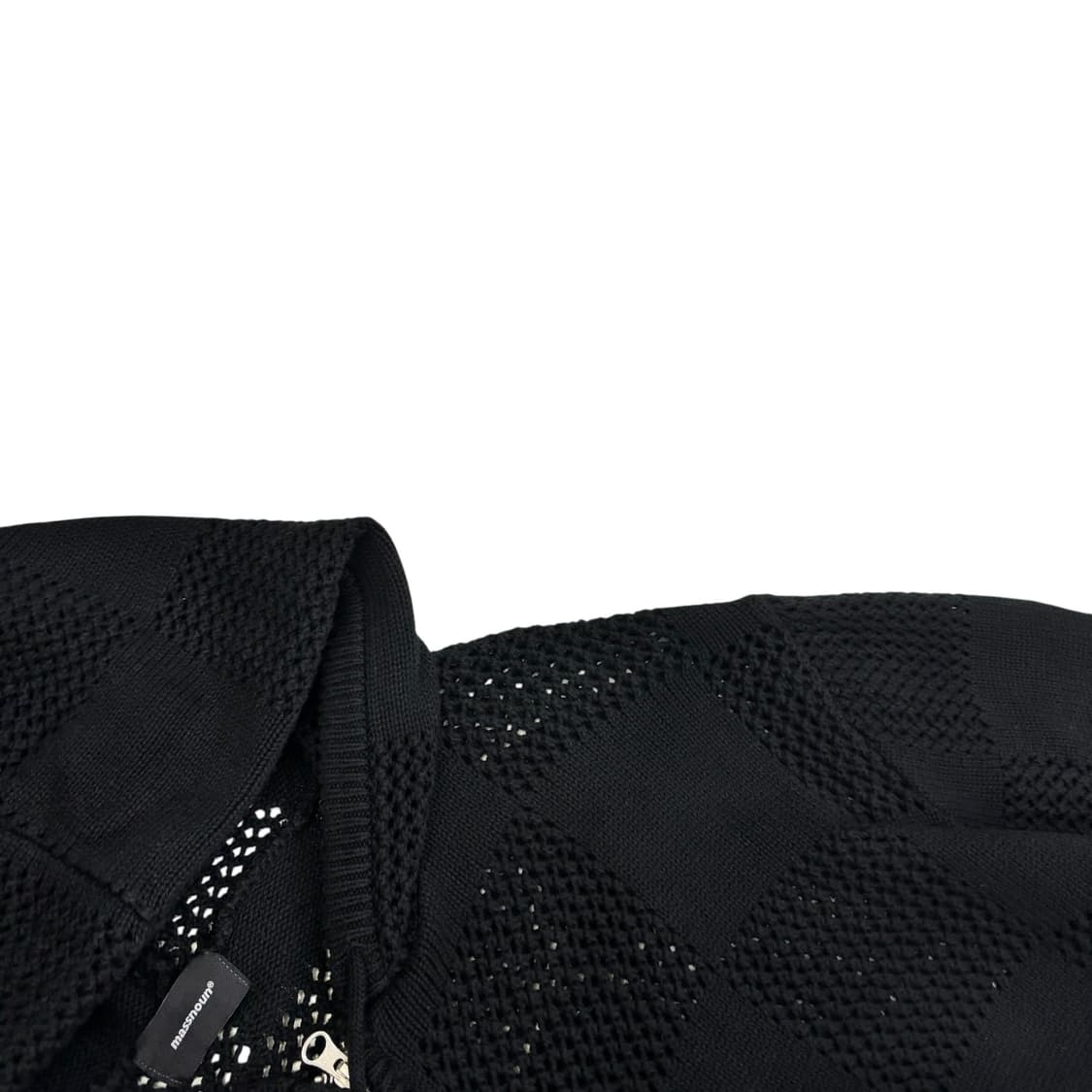 매스노운 블랙 펀칭 니트 집업 상품이미지3